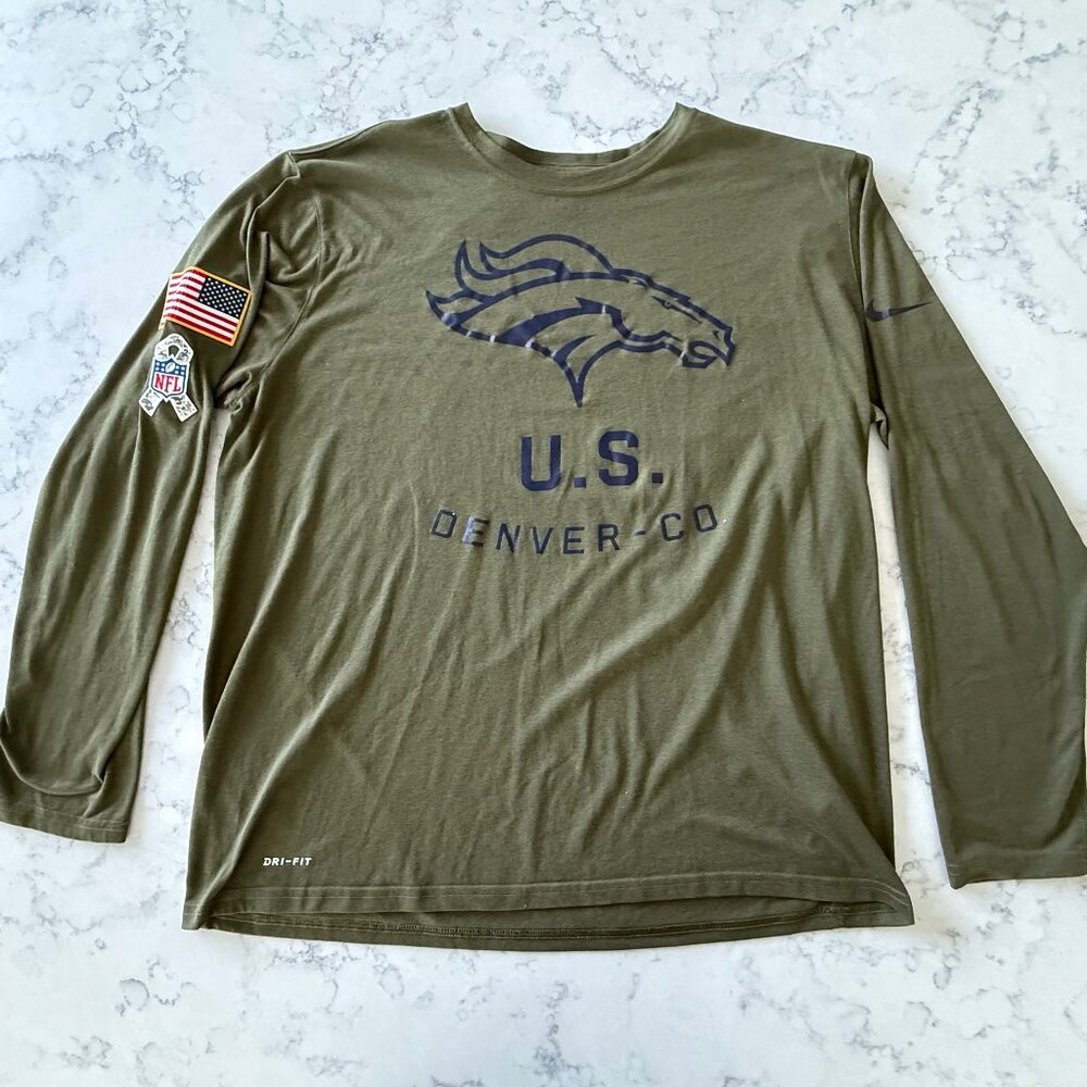Nike Denver Broncos OnField Military Long Sleeve T-shirt Mens XL